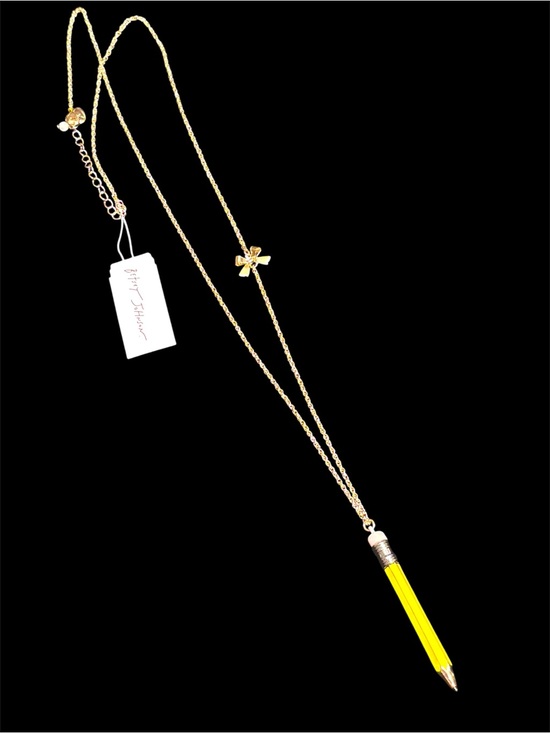 Betsey Johnson Jewelry - NWT•Betsey Johnson Yellow Enamel Pencil Pendant Long Necklace